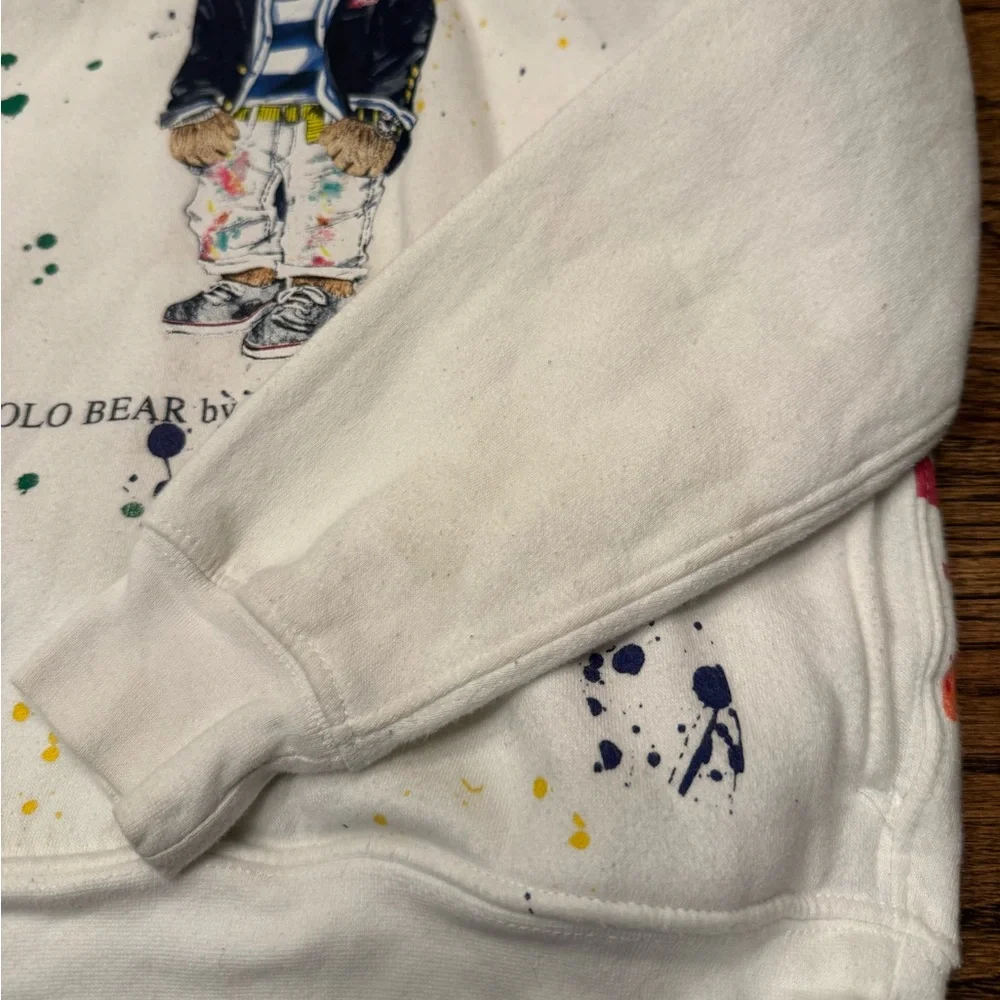 Polo Bear by Ralph Lauren Paint-Splatter Hoodie — Kids Size 7